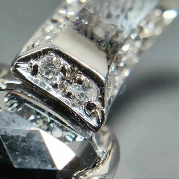 Natural 3.33 Carat Black Diamond Platinum Ring Size US 6.58 Preloved